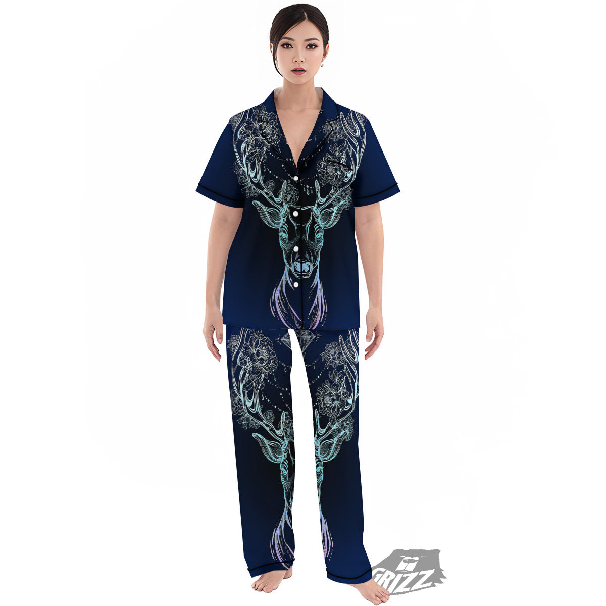 Deer Bohemian Spiritual Print Women's Pajamas Set-grizzshop
