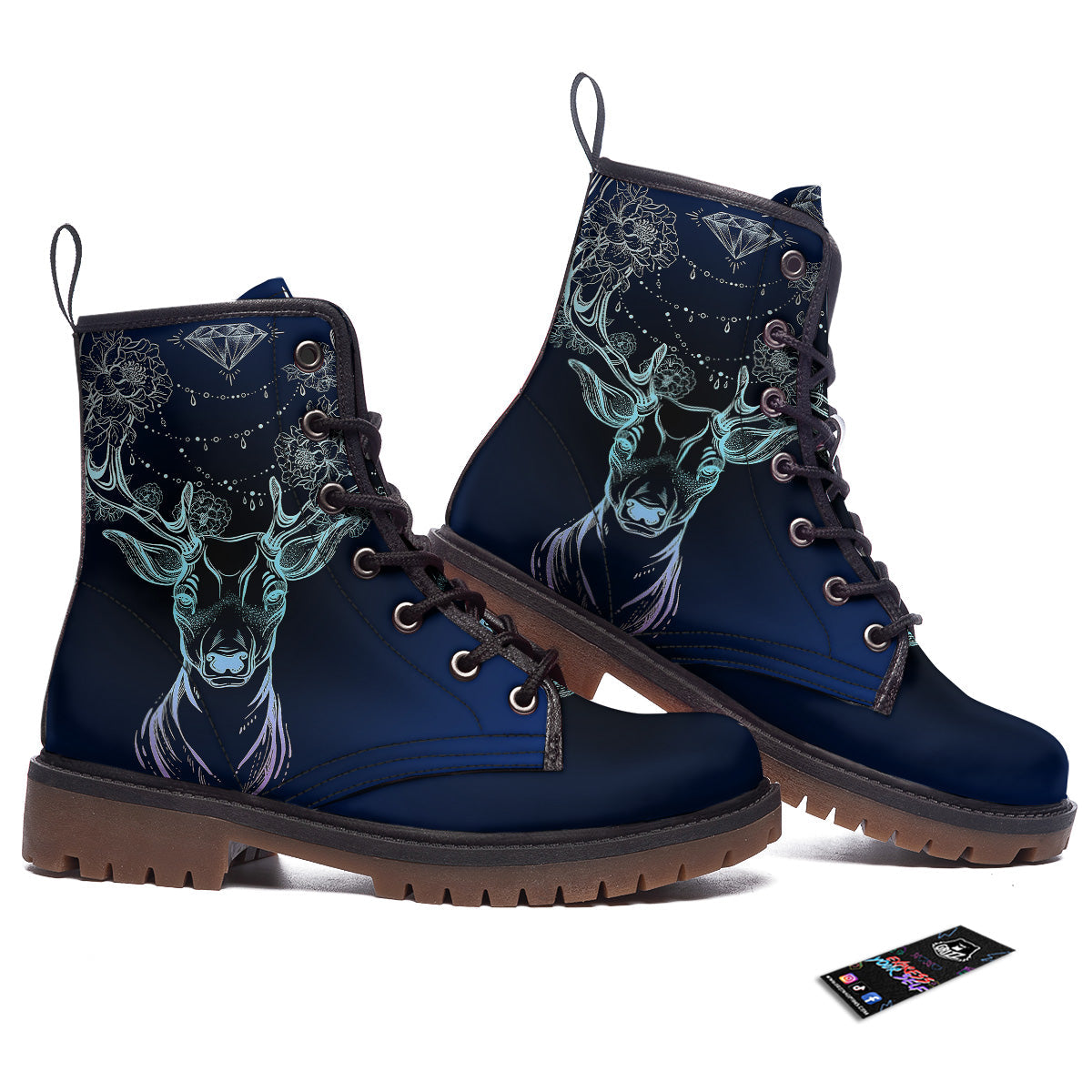Deer Bohemian Spiritual Print Work Boots-grizzshop