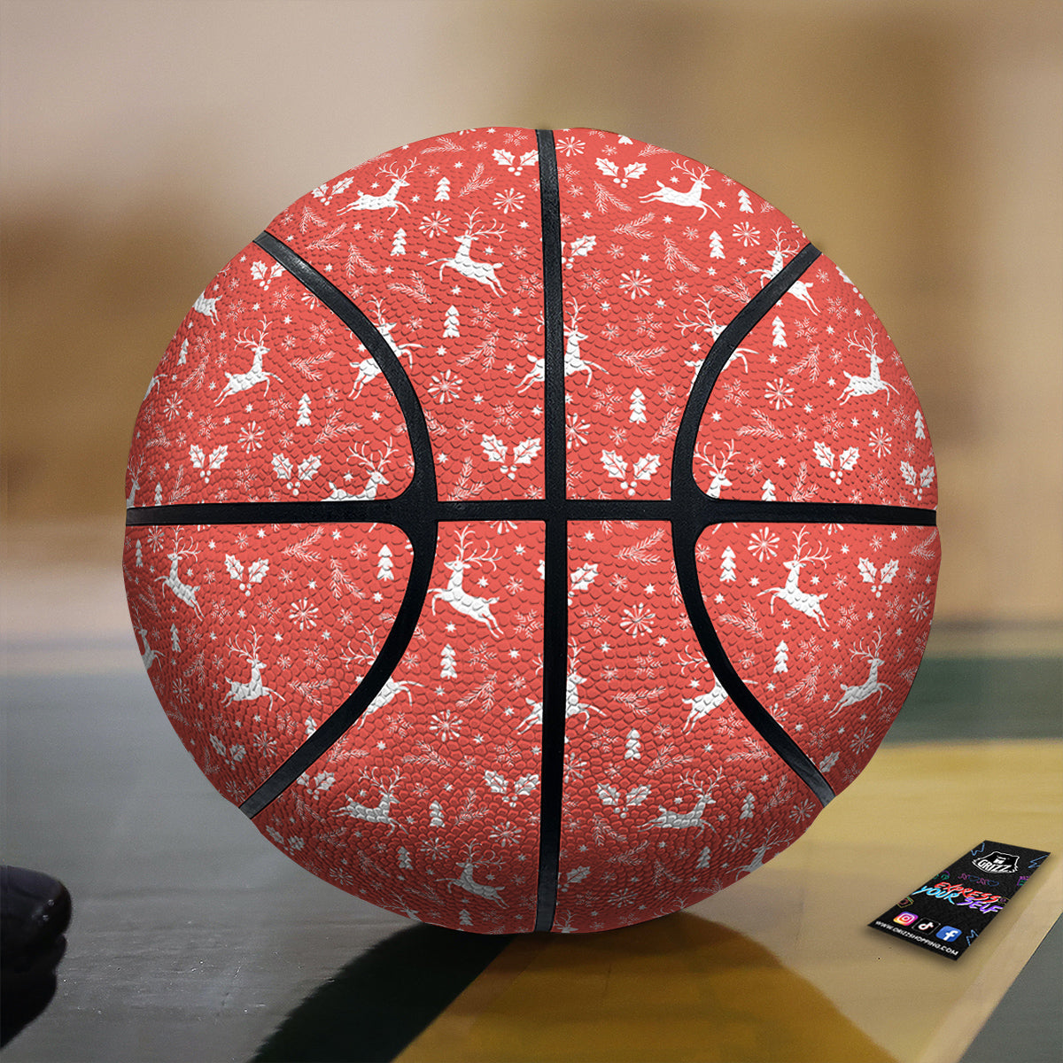 Deer Christmas Print Pattern Basketball-grizzshop