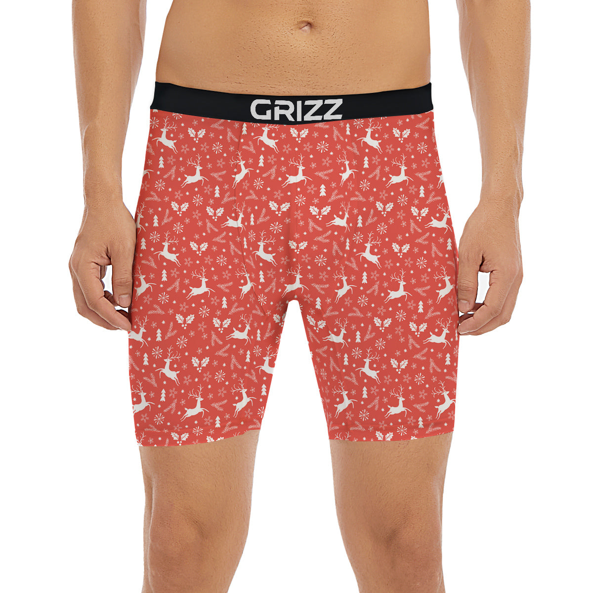 Deer Christmas Print Pattern Boxer Briefs-grizzshop