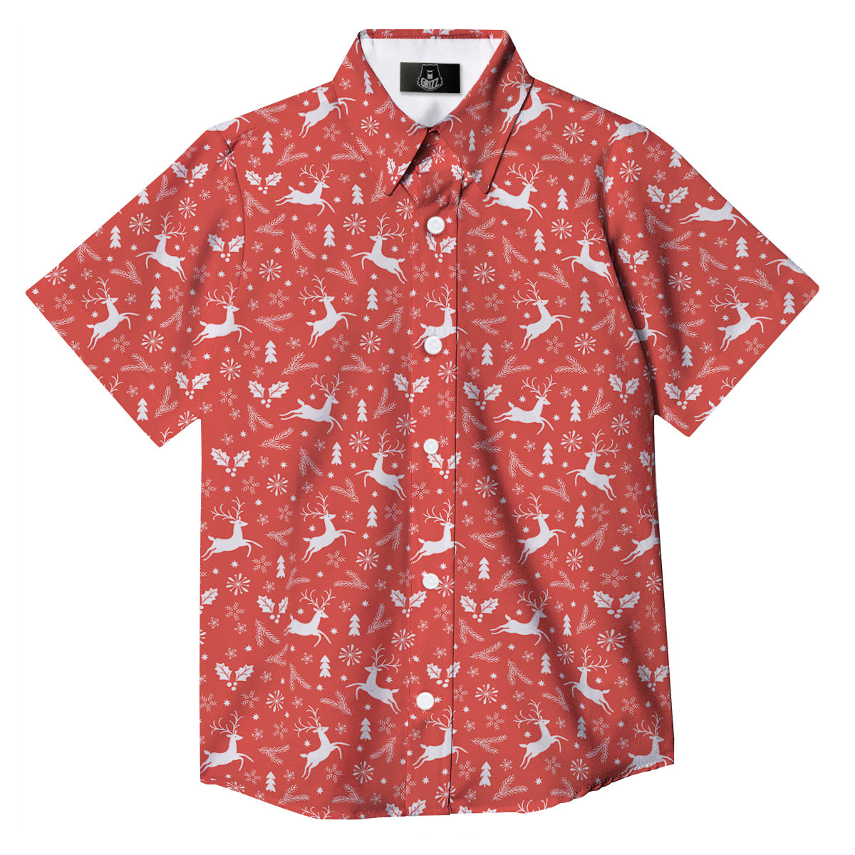 Deer Christmas Print Pattern Button Up Shirt-grizzshop