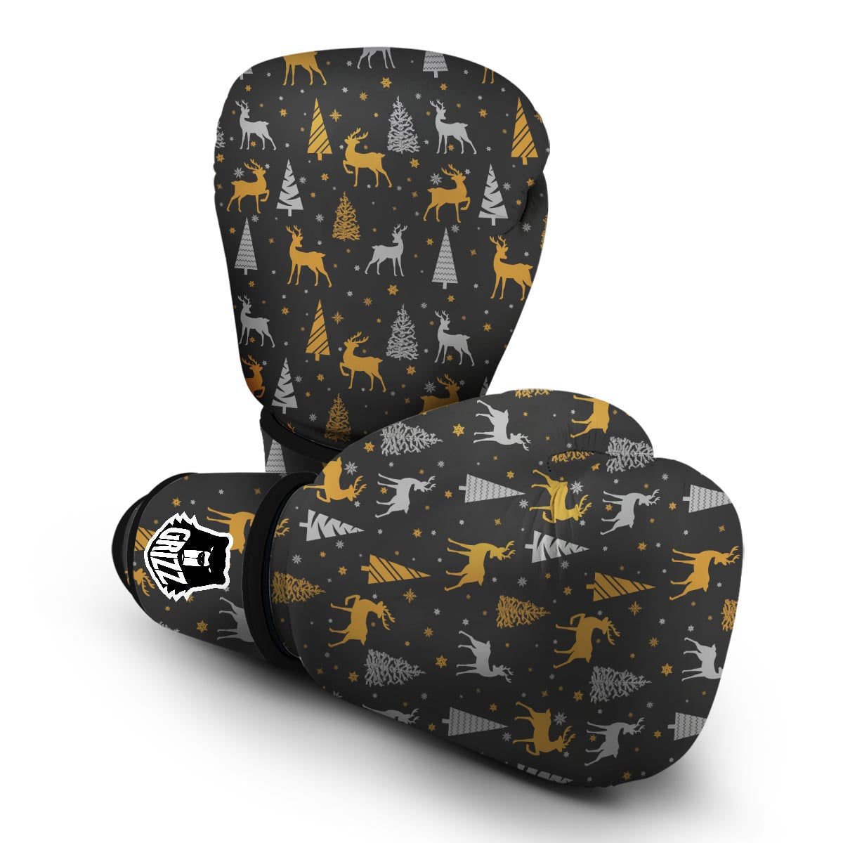 Deer Christmas Tree Pattern Print Boxing Gloves-grizzshop
