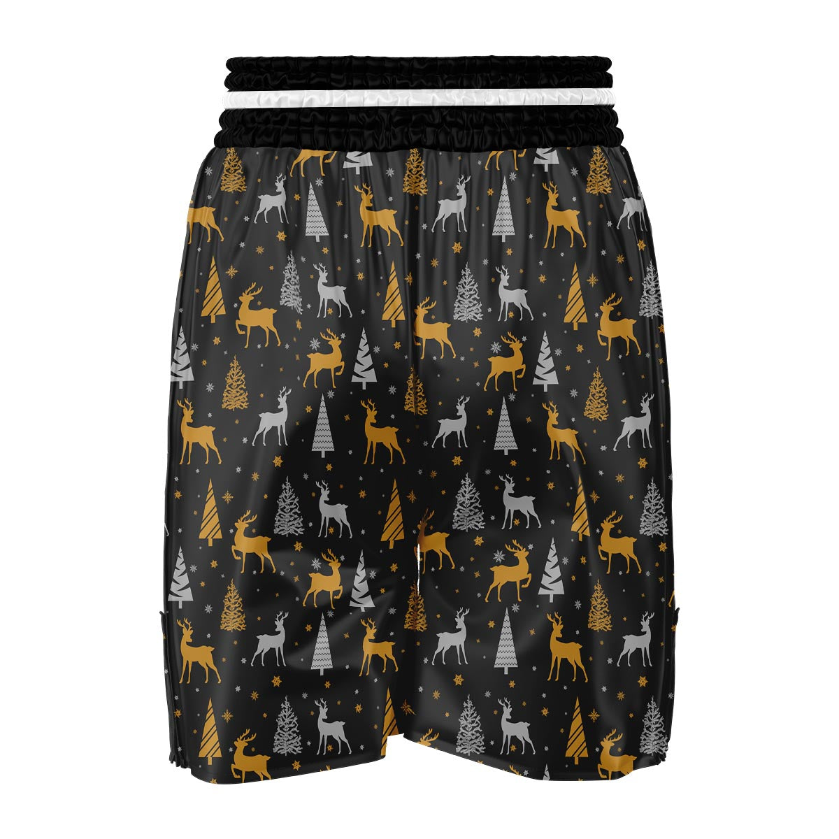 Deer Christmas Tree Pattern Print Boxing Shorts-grizzshop