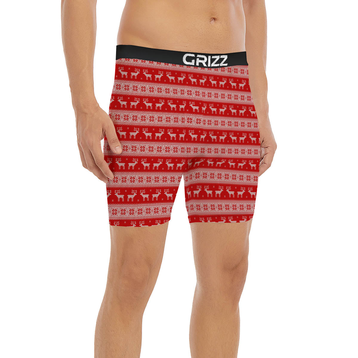 Deer Knitted Christmas Print Pattern Boxer Briefs-grizzshop