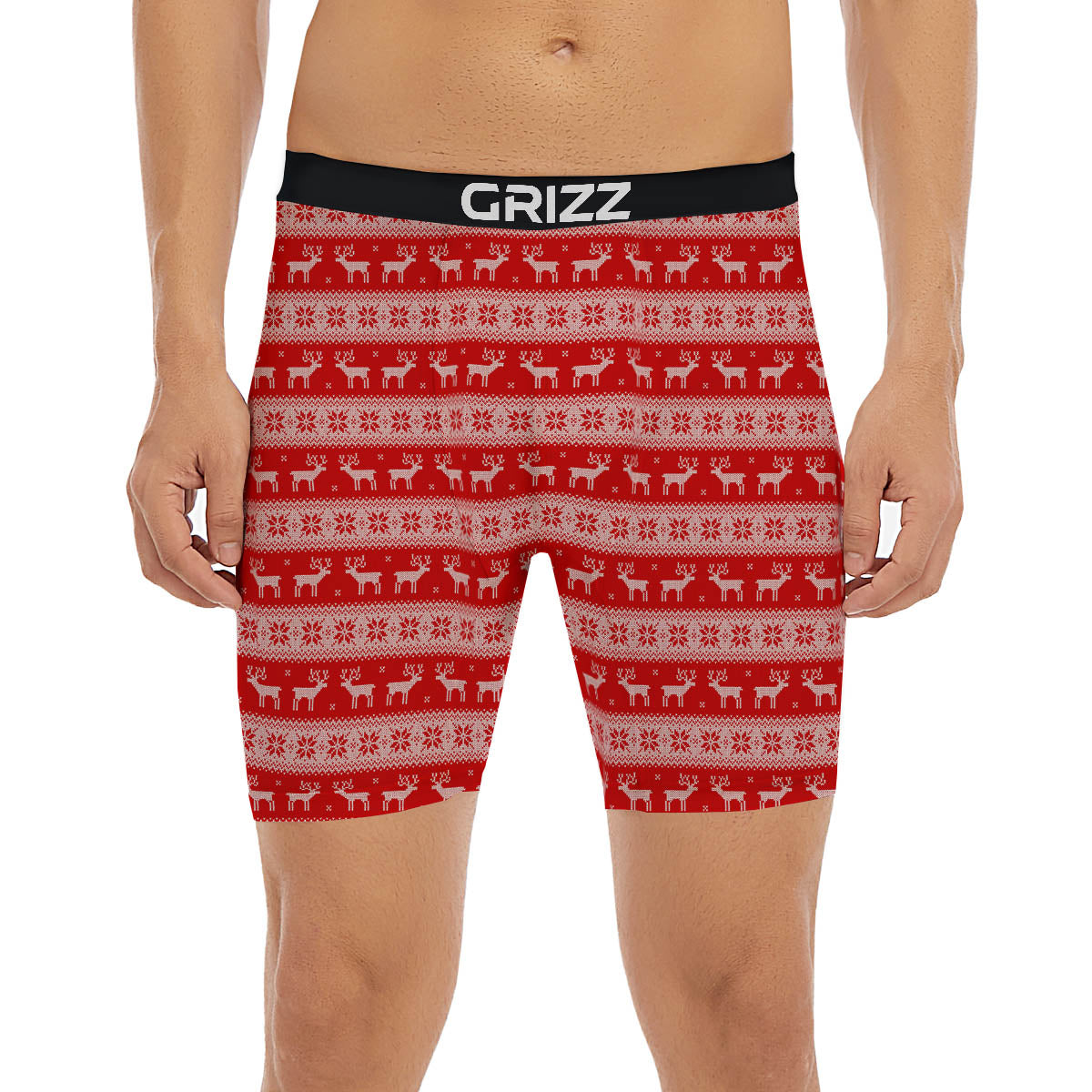 Deer Knitted Christmas Print Pattern Boxer Briefs-grizzshop
