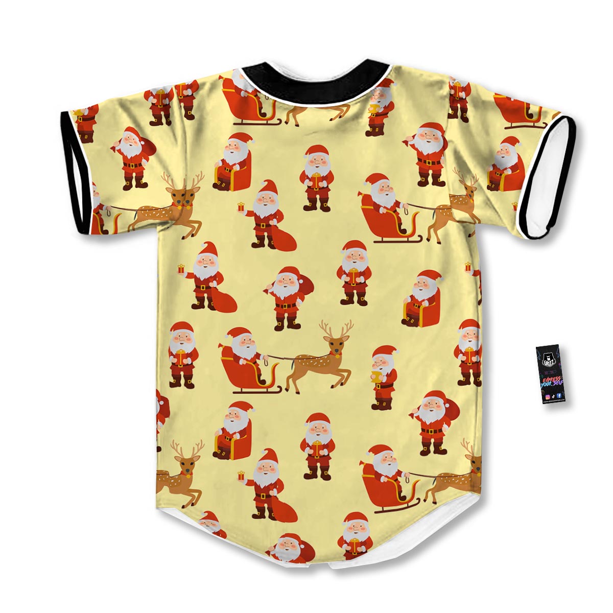 Deer Santa Claus Print Pattern Baseball Jersey-grizzshop