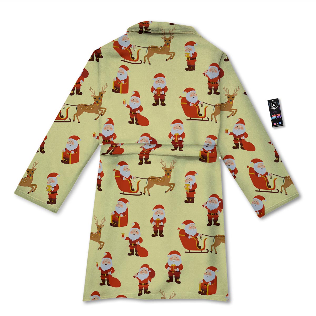 Deer Santa Claus Print Pattern Bathrobe-grizzshop