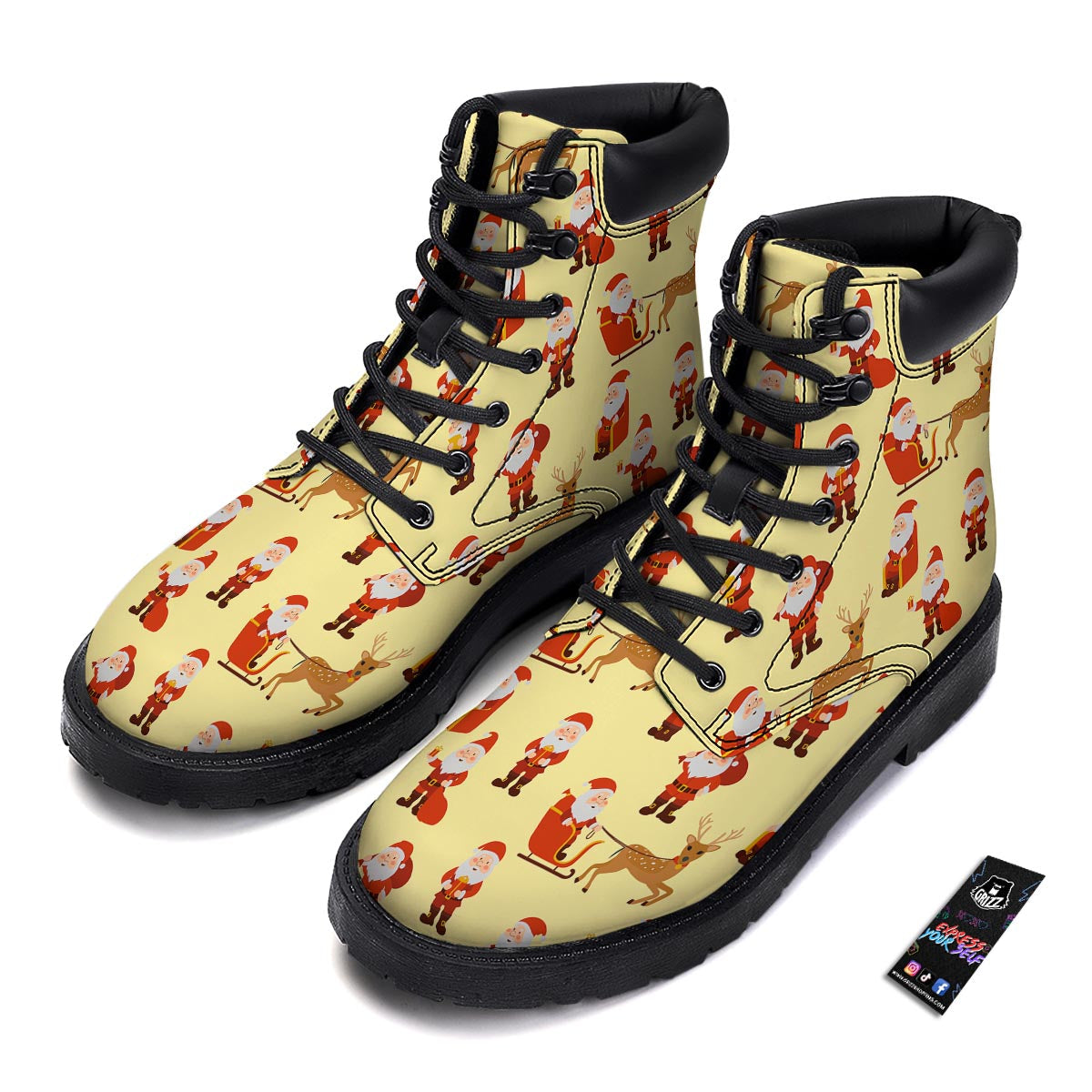Deer Santa Claus Print Pattern Boots-grizzshop