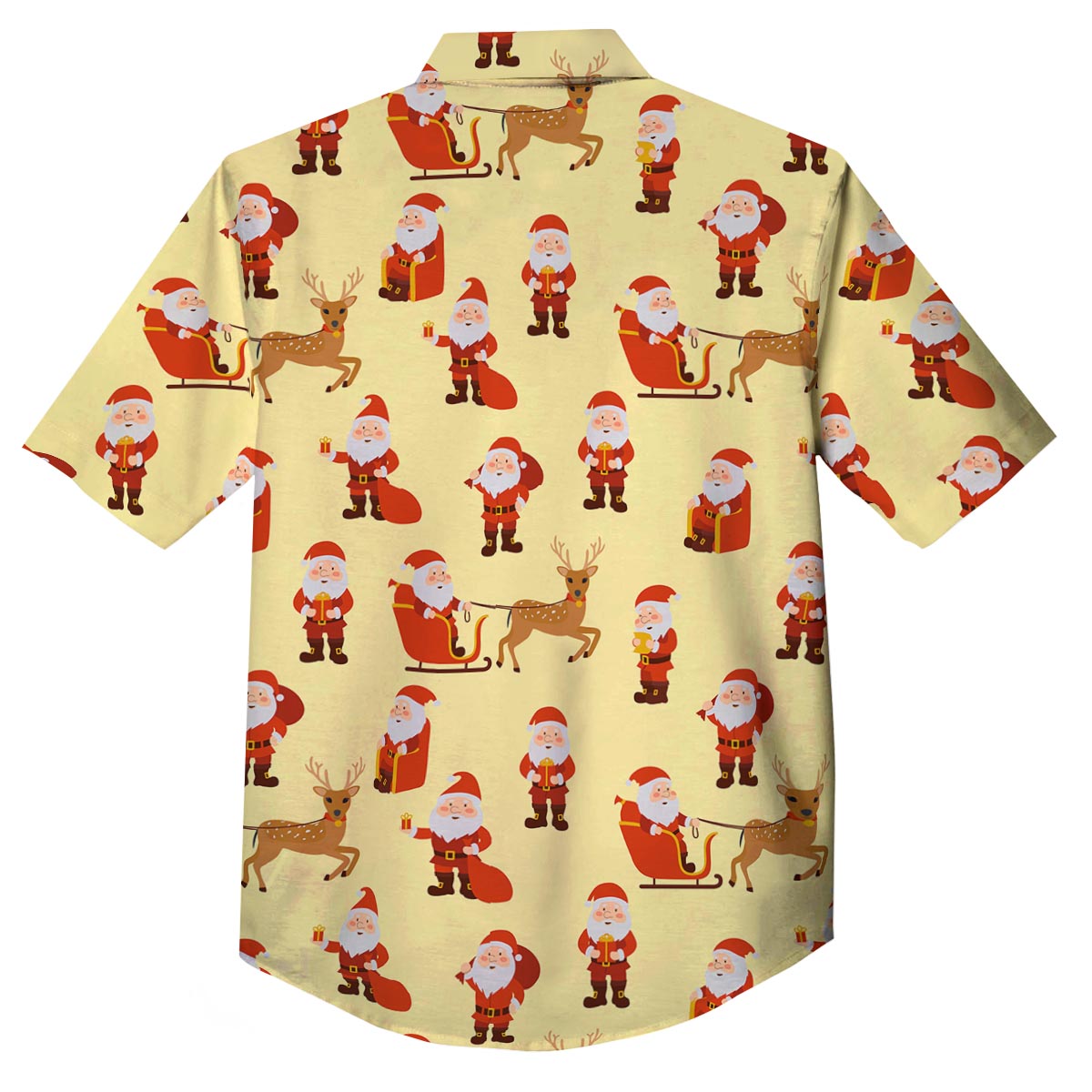 Deer Santa Claus Print Pattern Button Up Shirt-grizzshop
