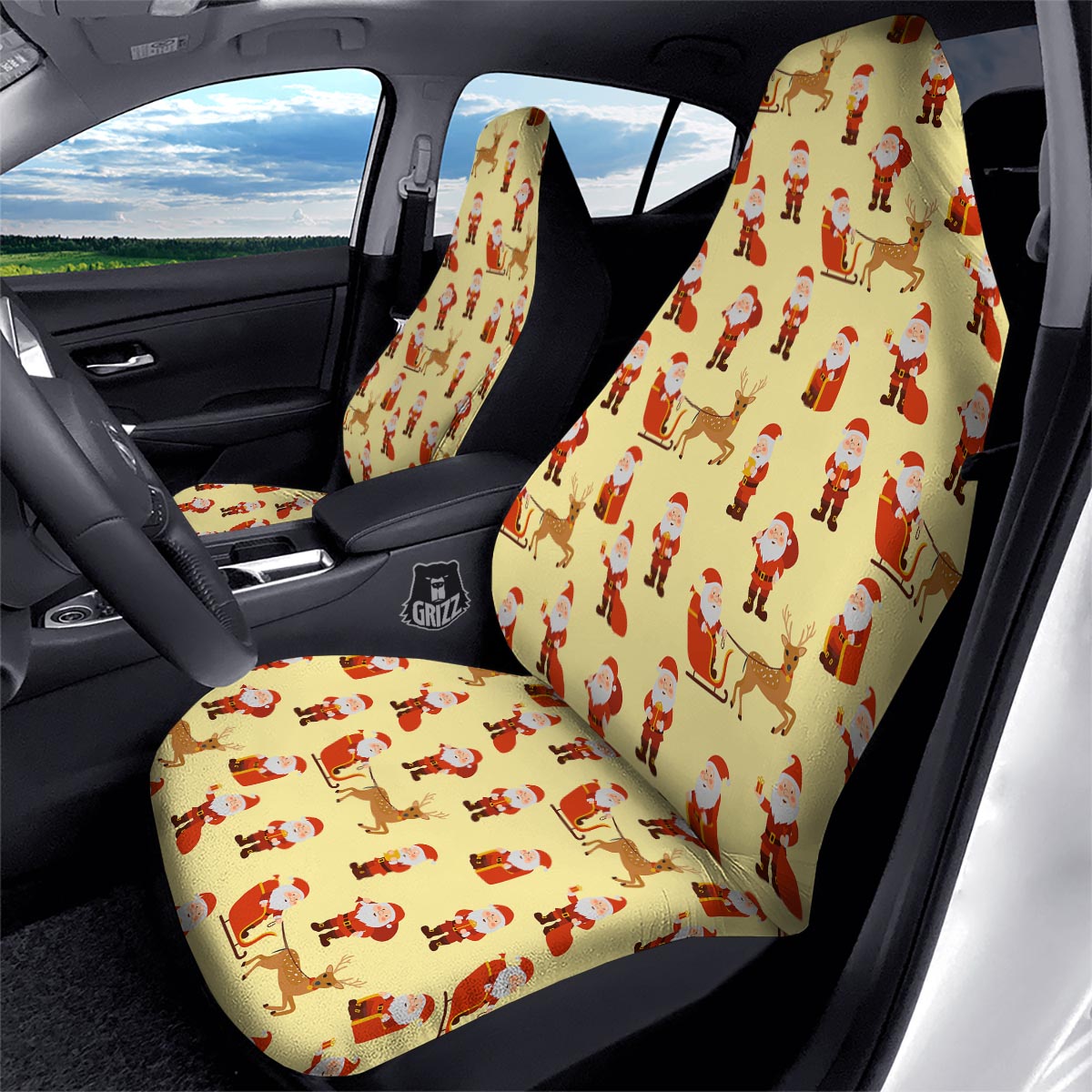 Deer Santa Claus Print Pattern Car Seat Covers-grizzshop
