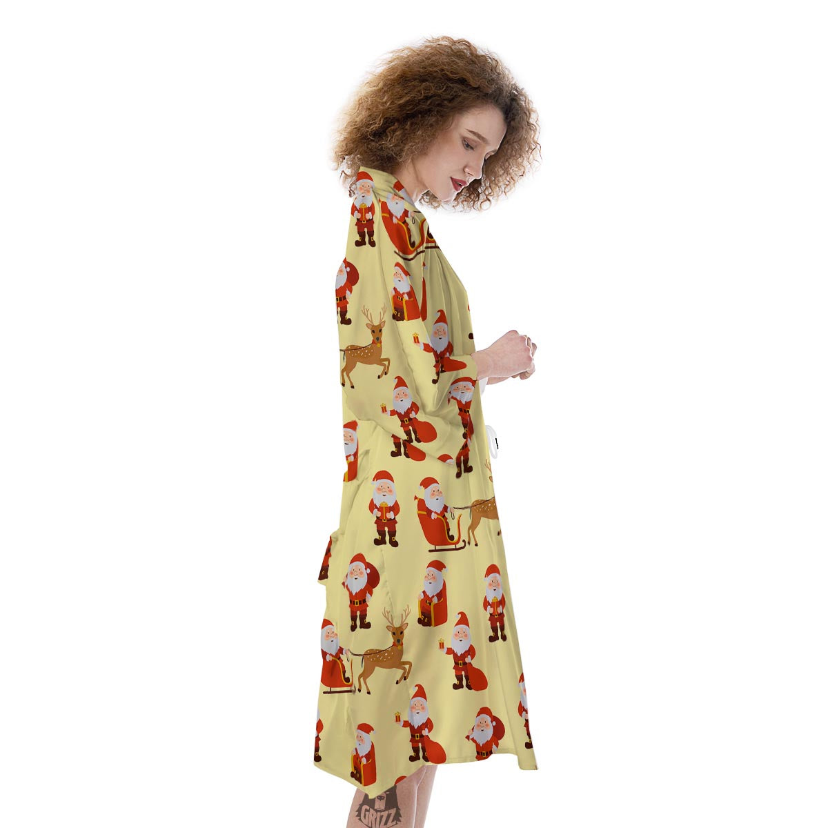 Deer Santa Claus Print Pattern Kimono-grizzshop