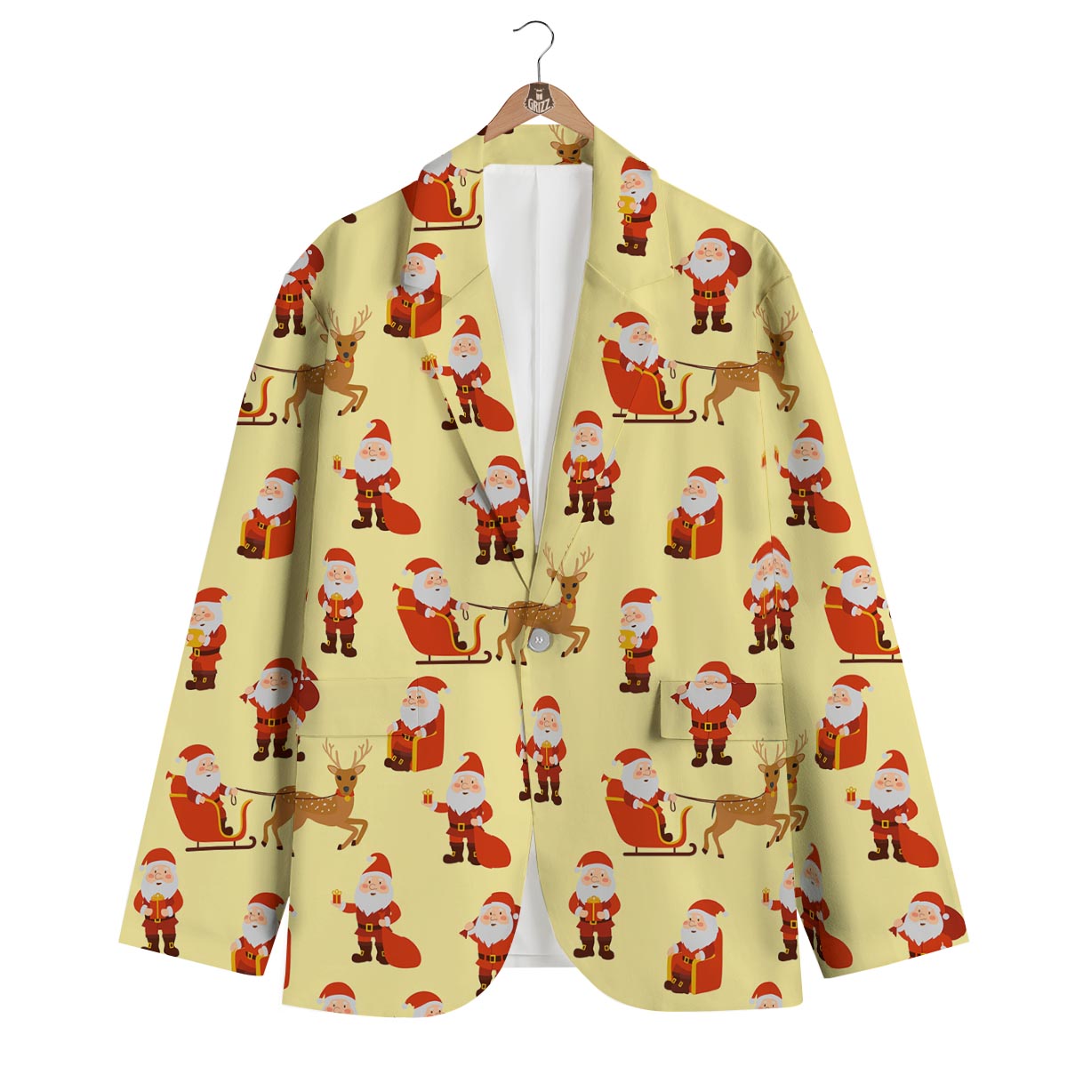 Deer Santa Claus Print Pattern Men's Blazer-grizzshop