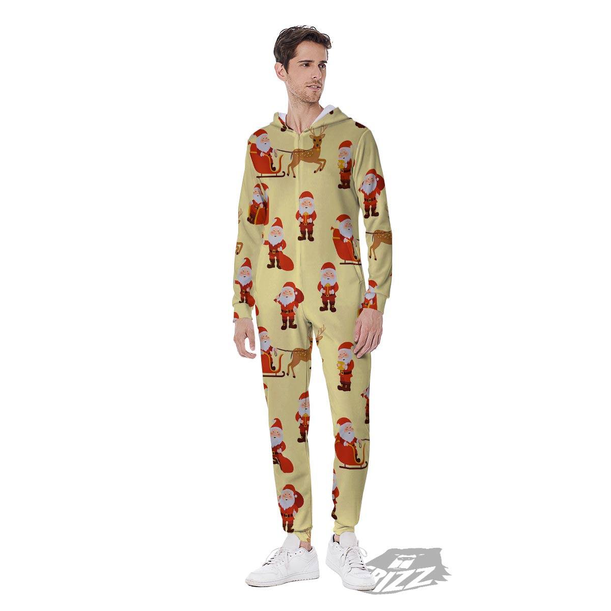 Deer Santa Claus Print Pattern Men's Jumpsuit-grizzshop
