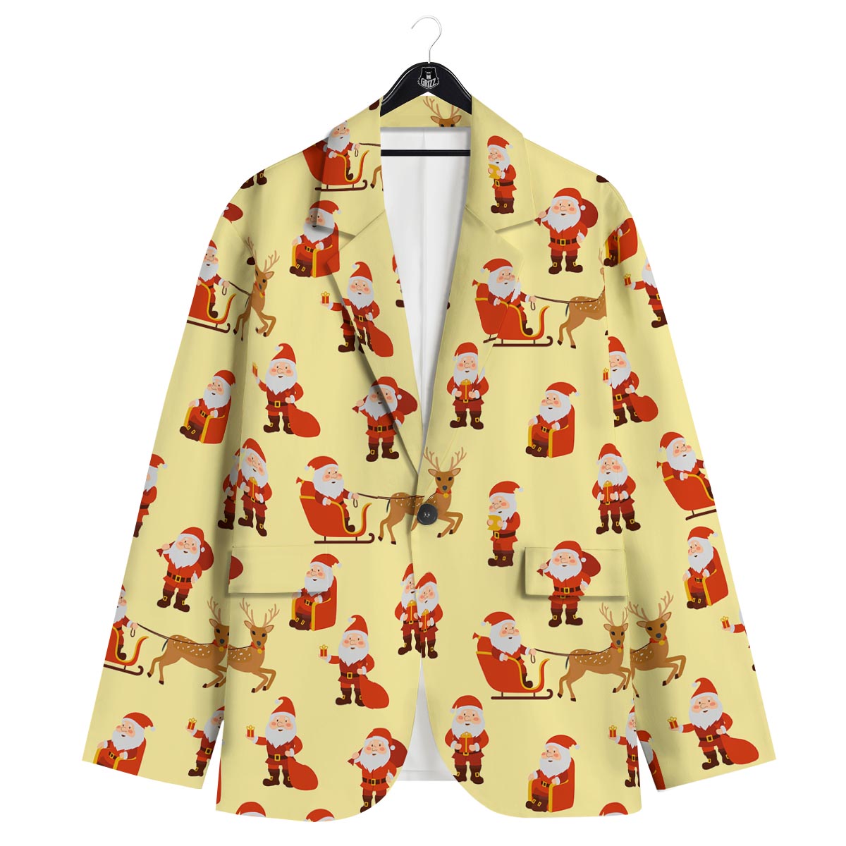 Deer Santa Claus Print Pattern Men's Sport Coat-grizzshop