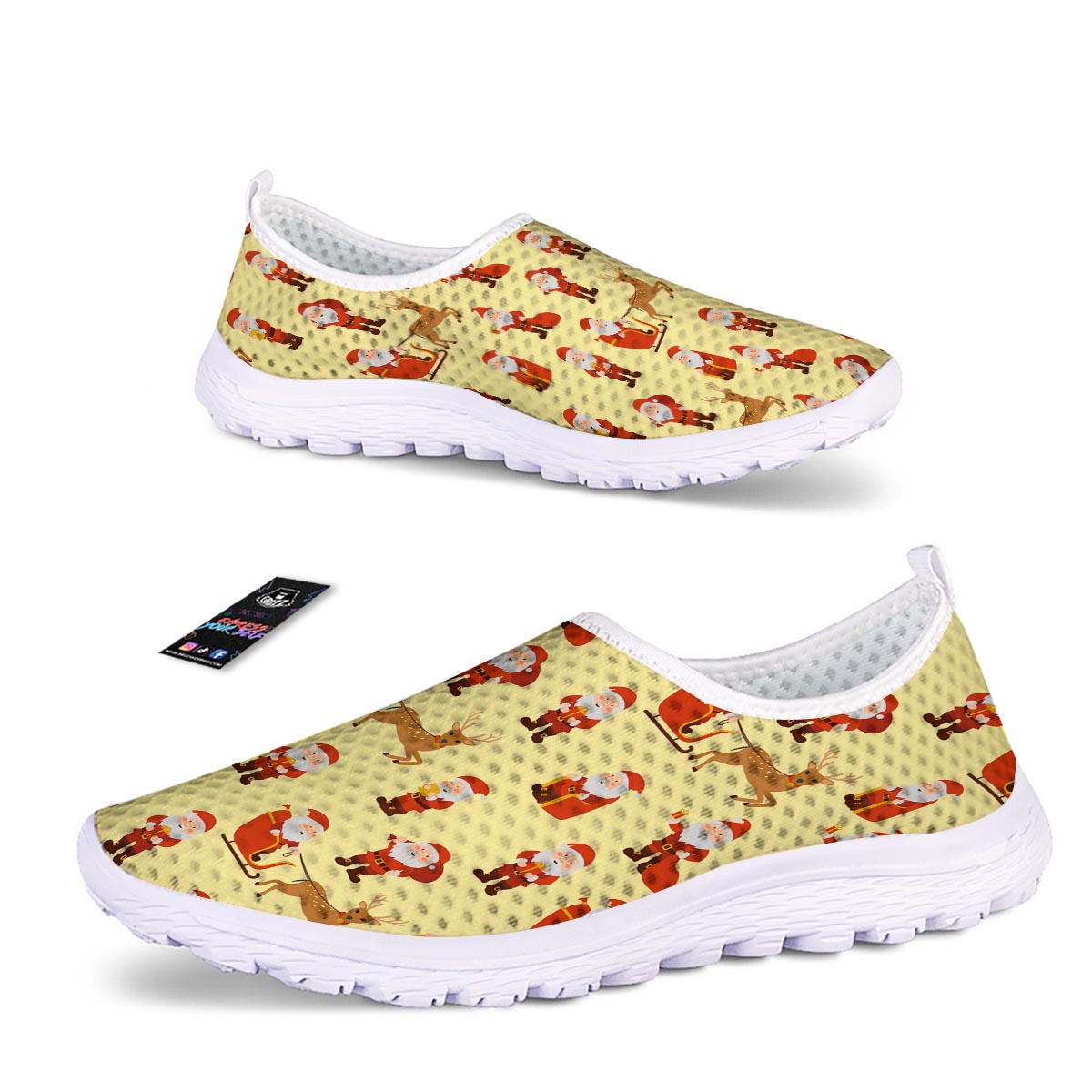 Deer Santa Claus Print Pattern Nurse Shoes-grizzshop
