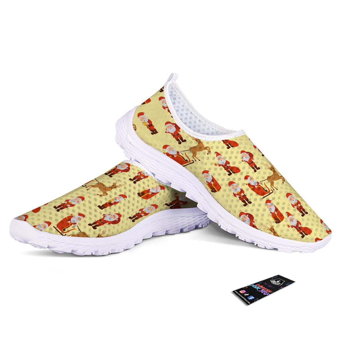 Deer Santa Claus Print Pattern Nurse Shoes-grizzshop