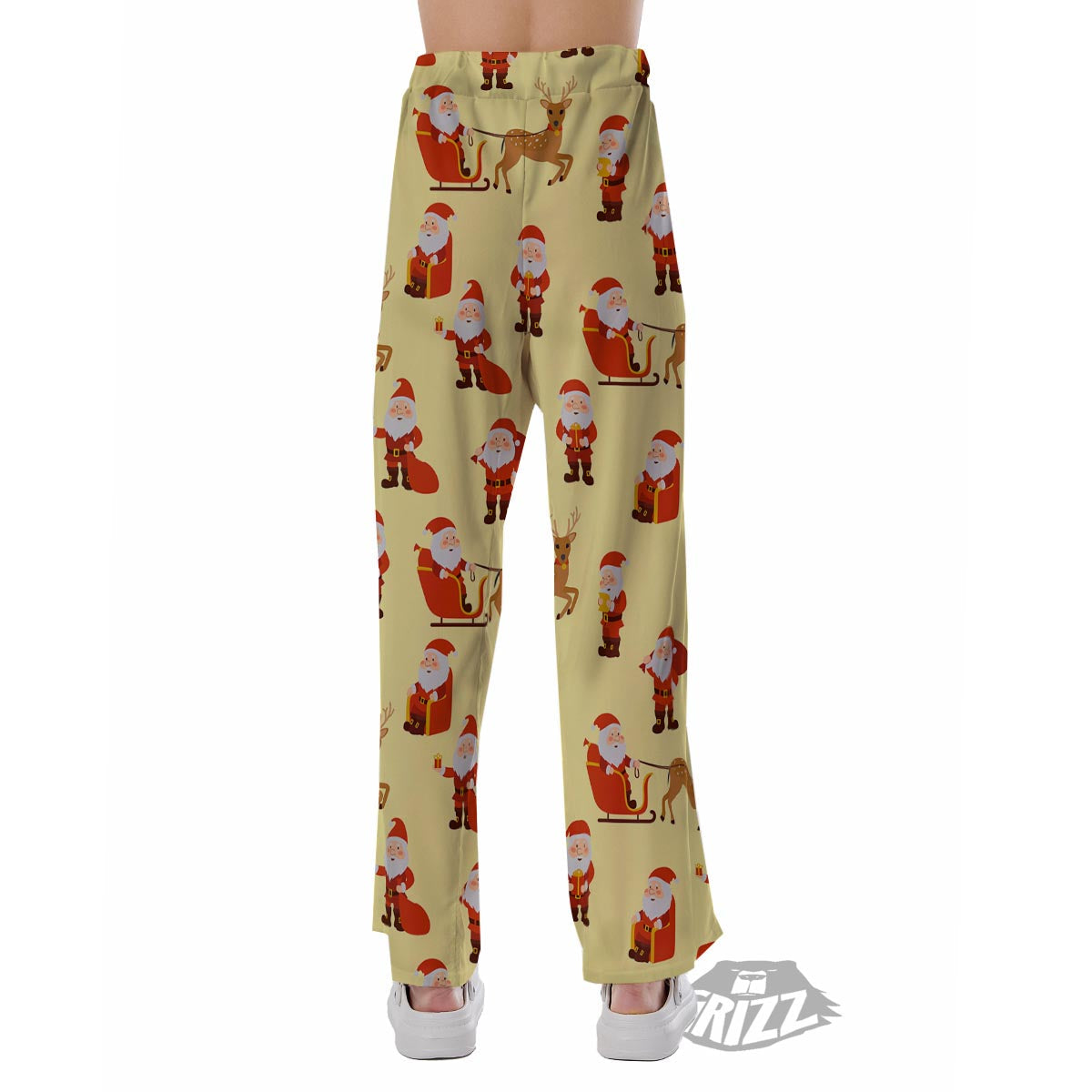 Deer Santa Claus Print Pattern Pajama Pants-grizzshop