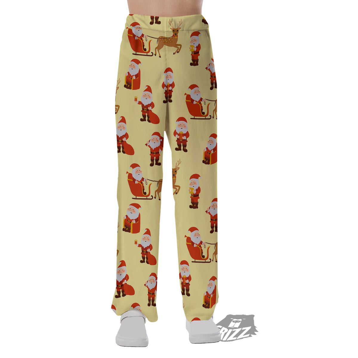 Deer Santa Claus Print Pattern Pajama Pants-grizzshop