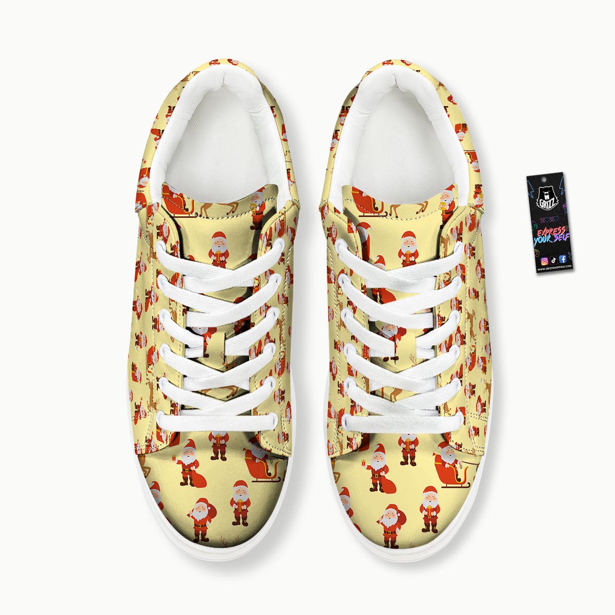Deer Santa Claus Print Pattern Platform Shoes-grizzshop