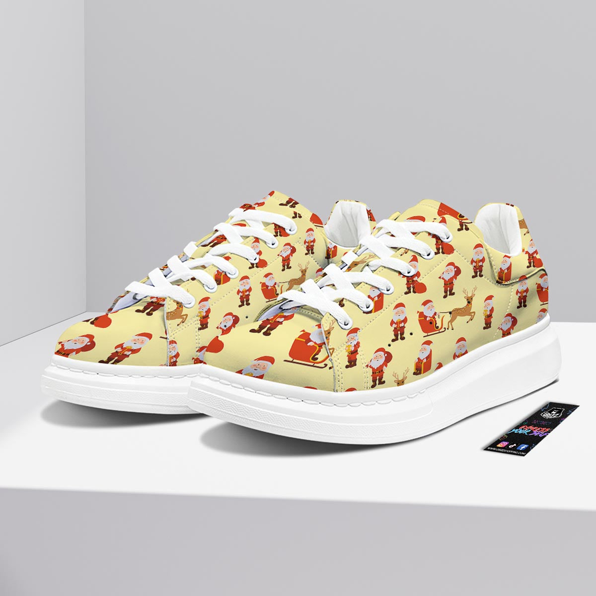 Deer Santa Claus Print Pattern Platform Shoes-grizzshop