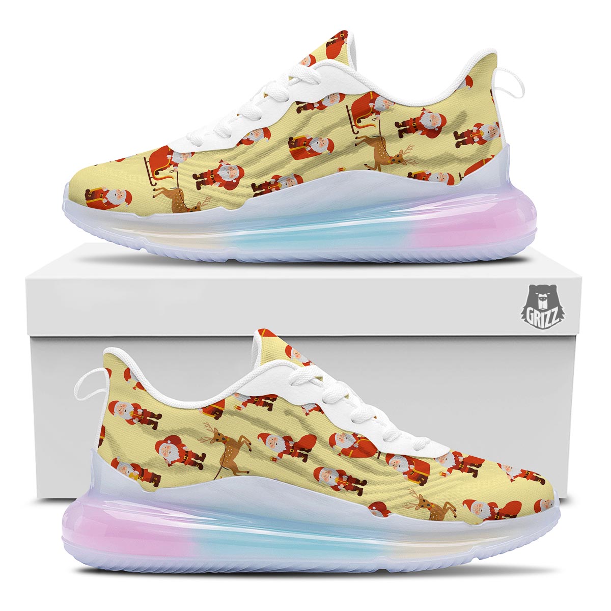 Deer Santa Claus Print Pattern Running Sneakers-grizzshop