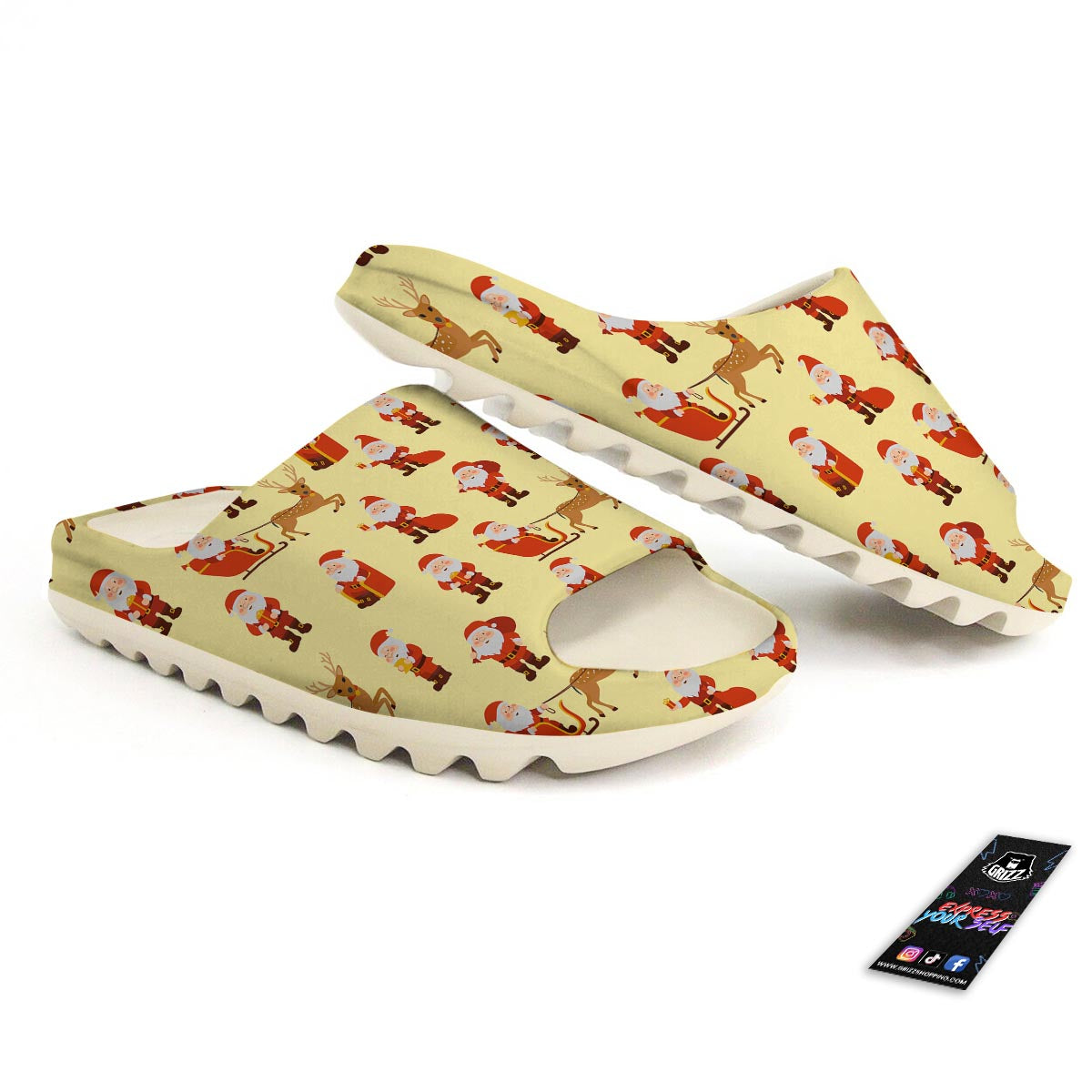 Deer Santa Claus Print Pattern Sandals-grizzshop