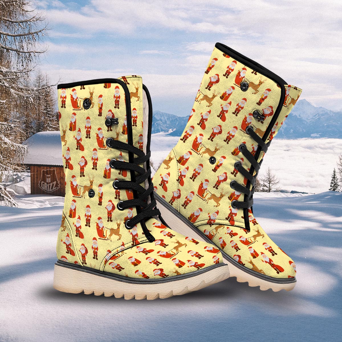 Deer Santa Claus Print Pattern Snow Boots-grizzshop
