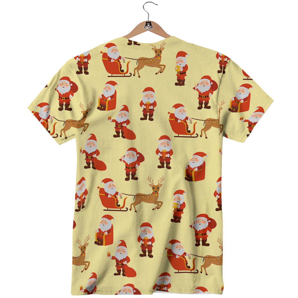 Deer Santa Claus Print Pattern T-Shirt-grizzshop