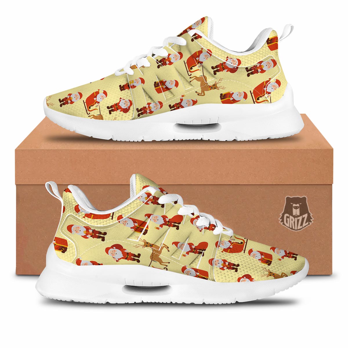 Deer Santa Claus Print Pattern Tennis Shoes-grizzshop