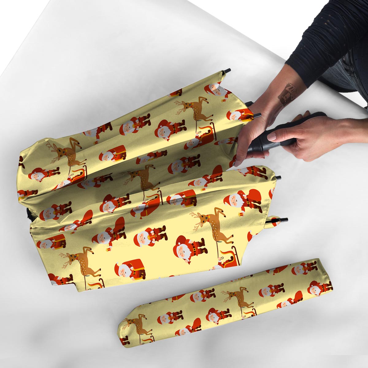 Deer Santa Claus Print Pattern Umbrella-grizzshop