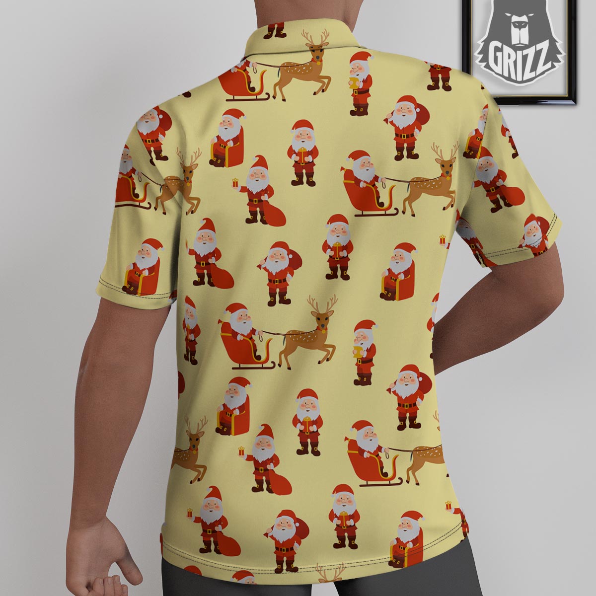 Deer Santa Claus Print Pattern Untucked Shirts-grizzshop