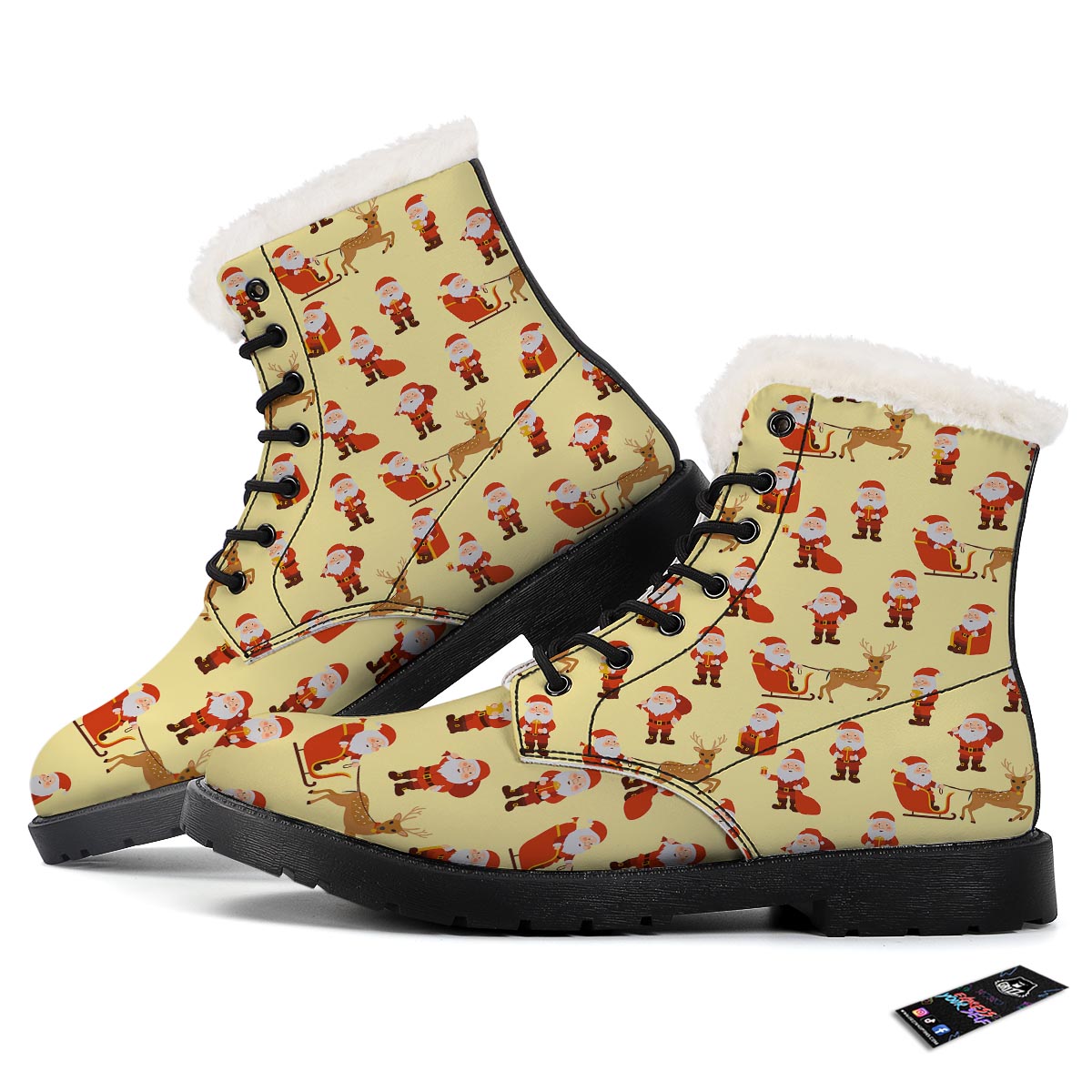 Deer Santa Claus Print Pattern Winter Boots-grizzshop