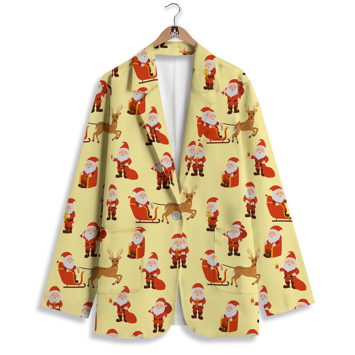 Deer Santa Claus Print Pattern Women's Blazer-grizzshop