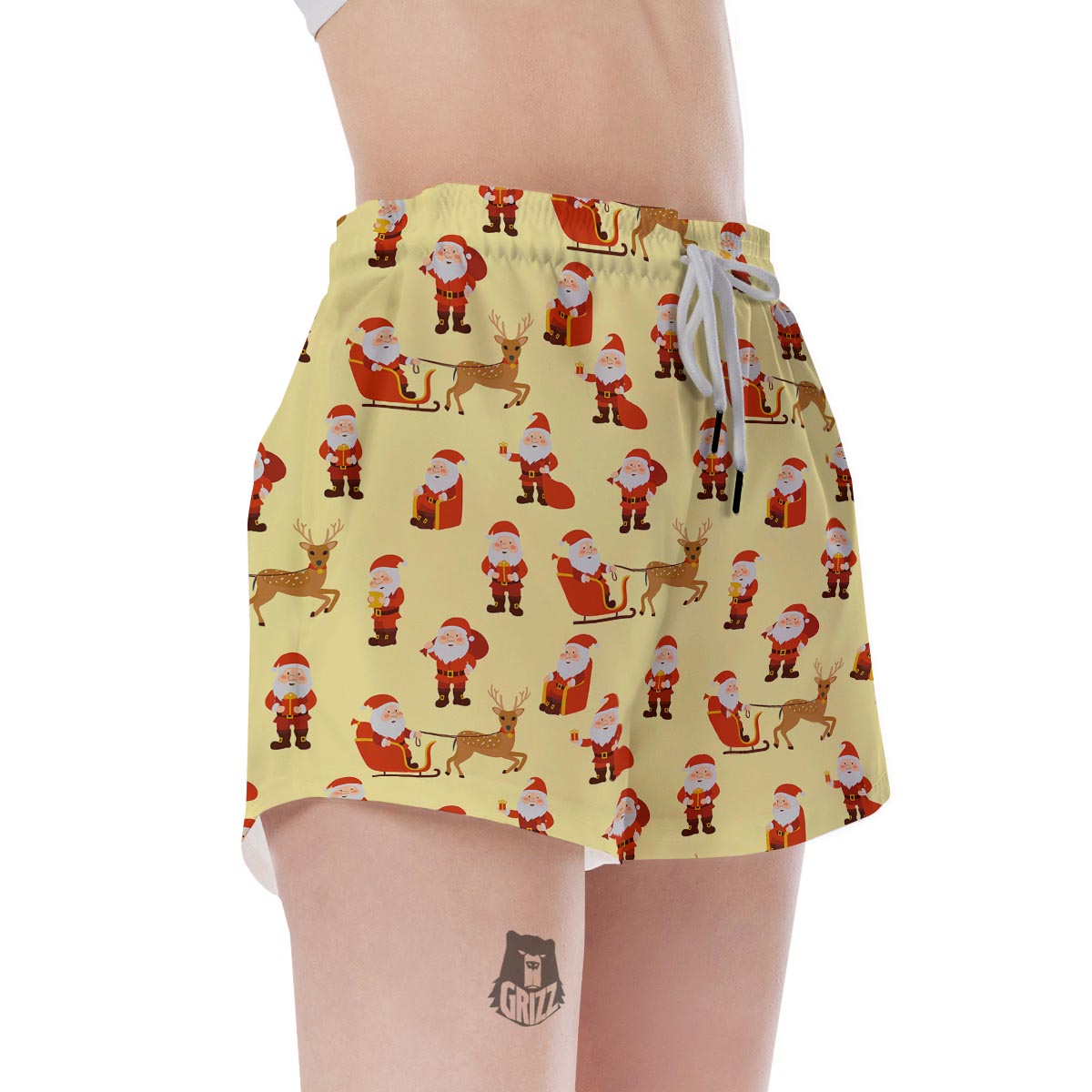 Deer Santa Claus Print Pattern Women's Shorts-grizzshop