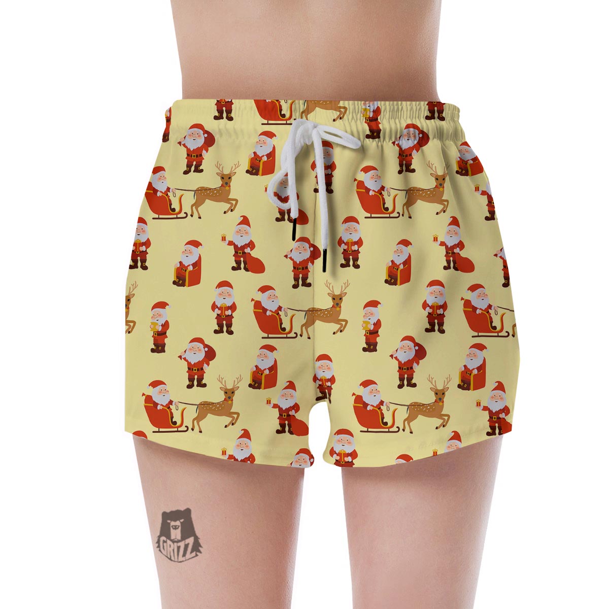 Deer Santa Claus Print Pattern Women's Shorts-grizzshop
