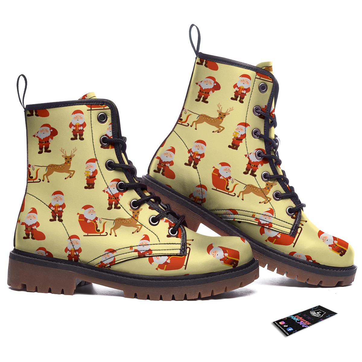 Deer Santa Claus Print Pattern Work Boots-grizzshop