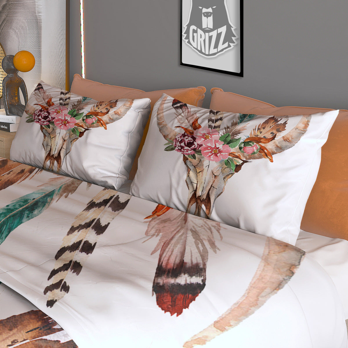Evil Samurai Mask Print Duvet Cover Bedding Set