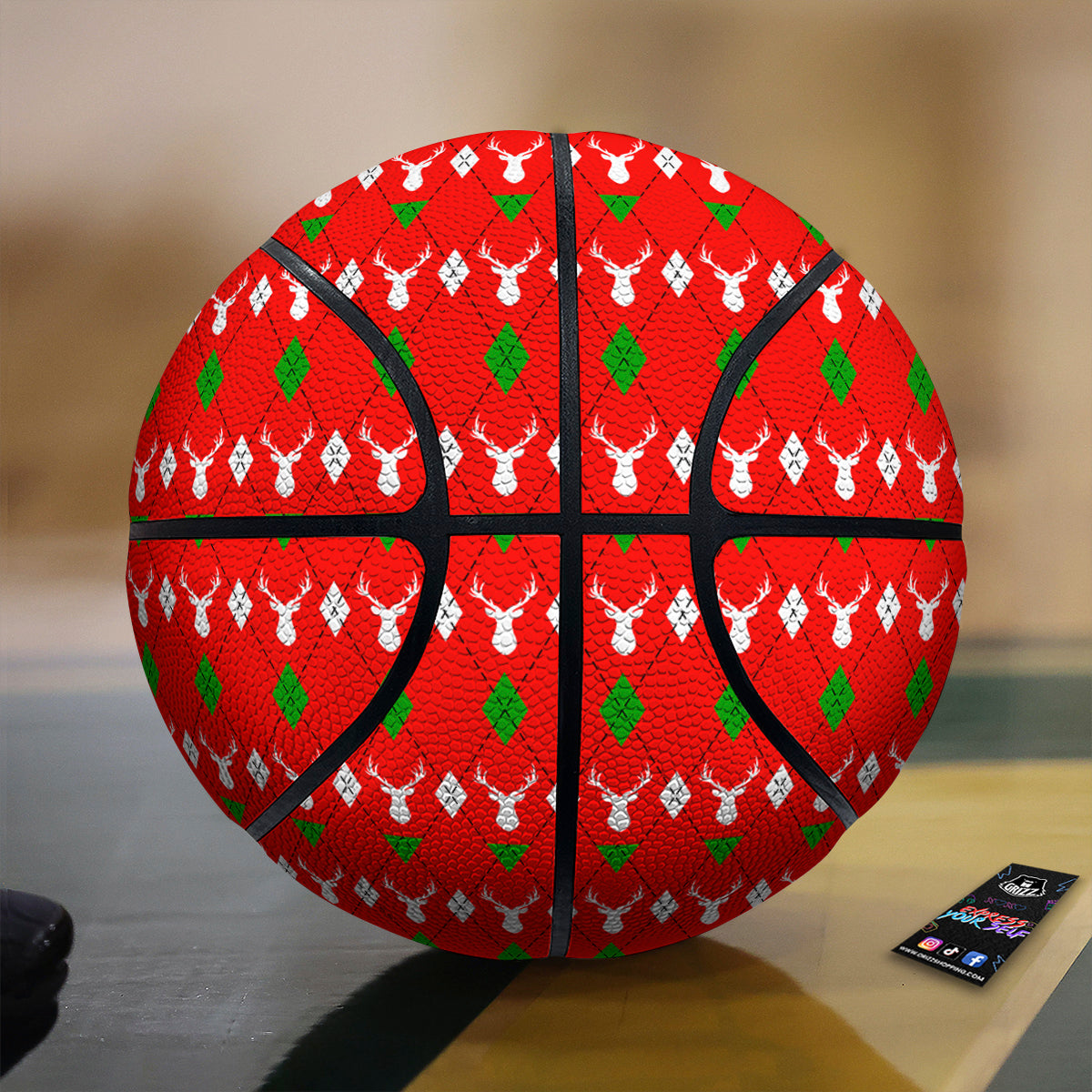 Deer Argyle Christmas Print Pattern Basketball