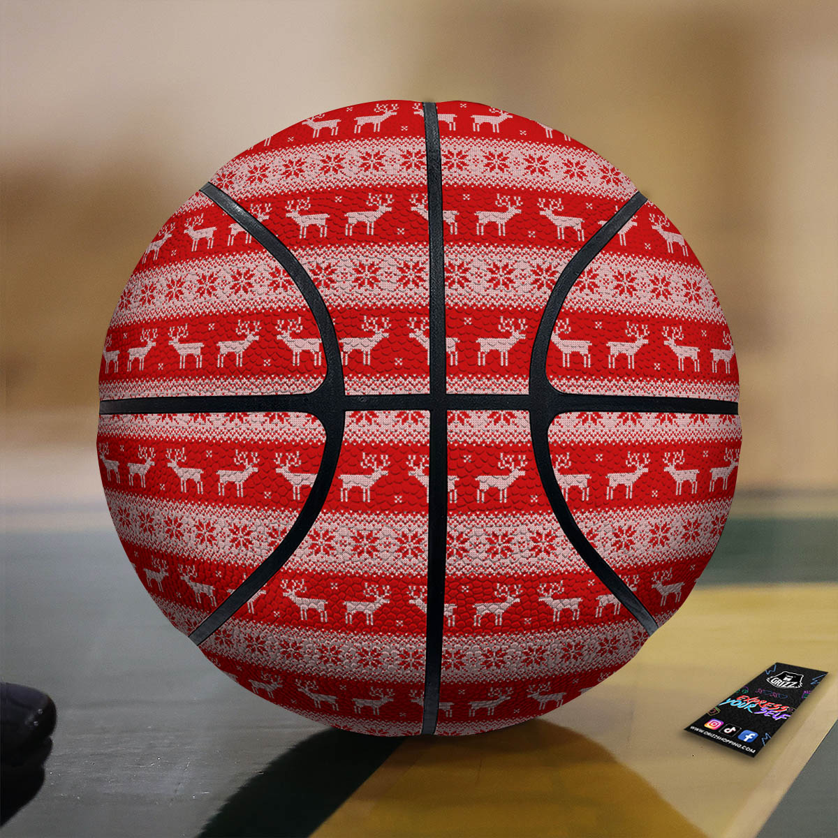 Deer Knitted Christmas Print Pattern Basketball