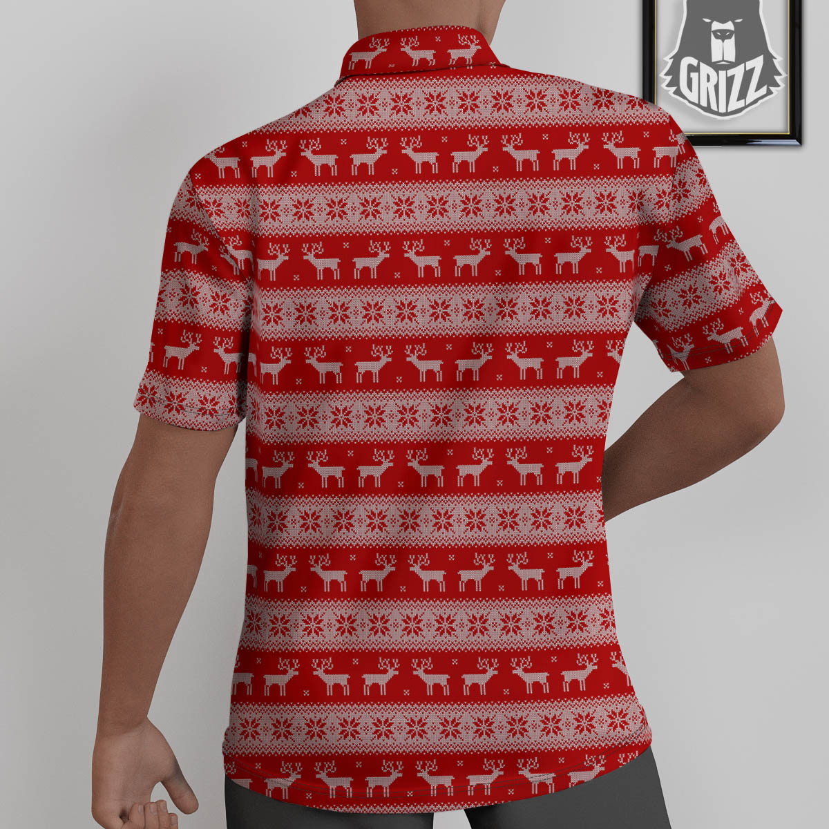 Deer Knitted Christmas Print Pattern Untucked Shirts-grizzshop