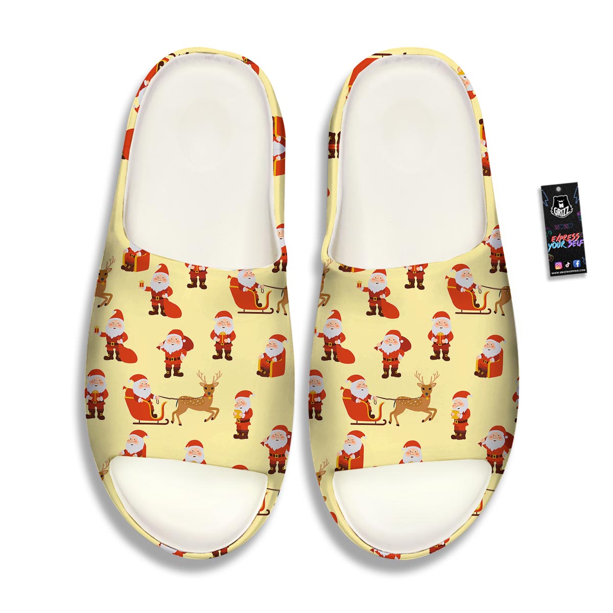 Deer Santa Claus Print Pattern Sandals-grizzshop