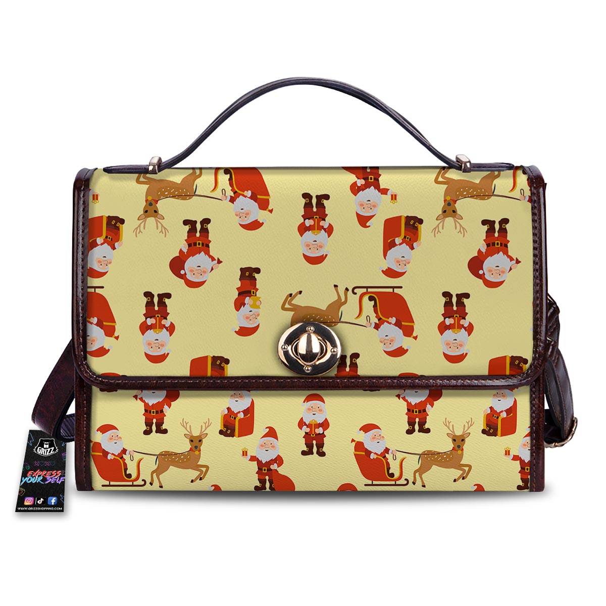 Deer Santa Claus Print Pattern Women's Satchel Bag