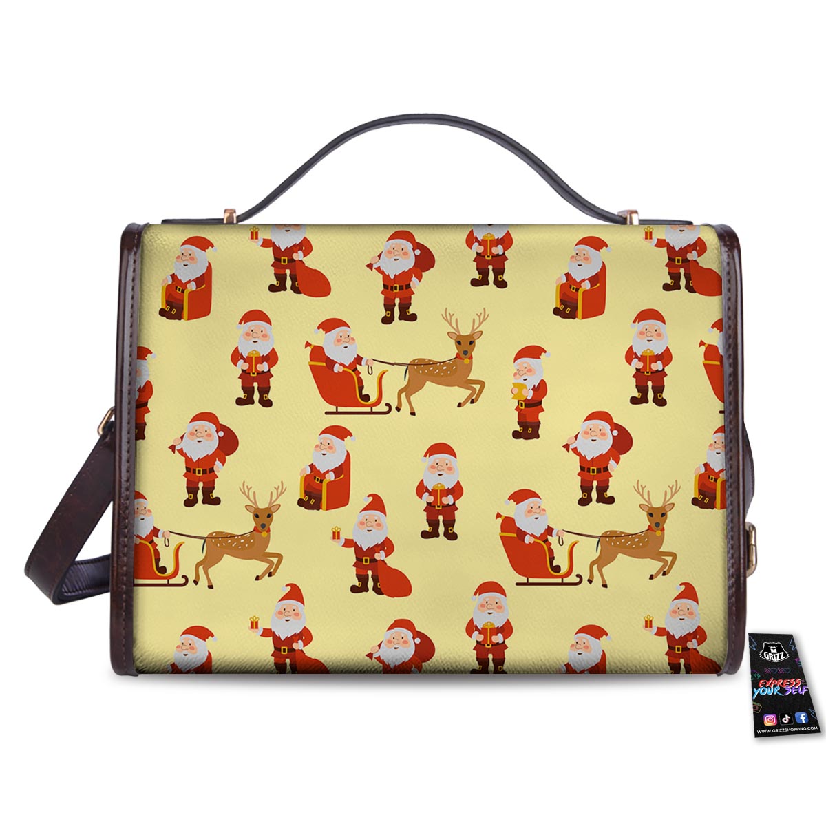 Deer Santa Claus Print Pattern Women's Satchel Bag