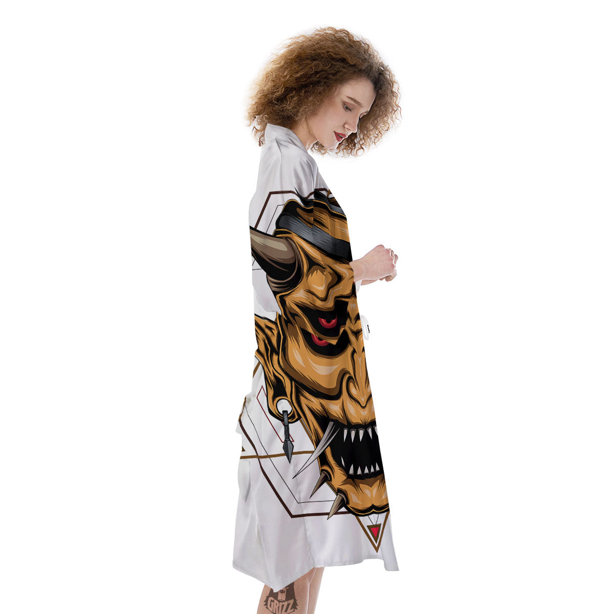 Demon Geometric Japanese Print Kimono-grizzshop