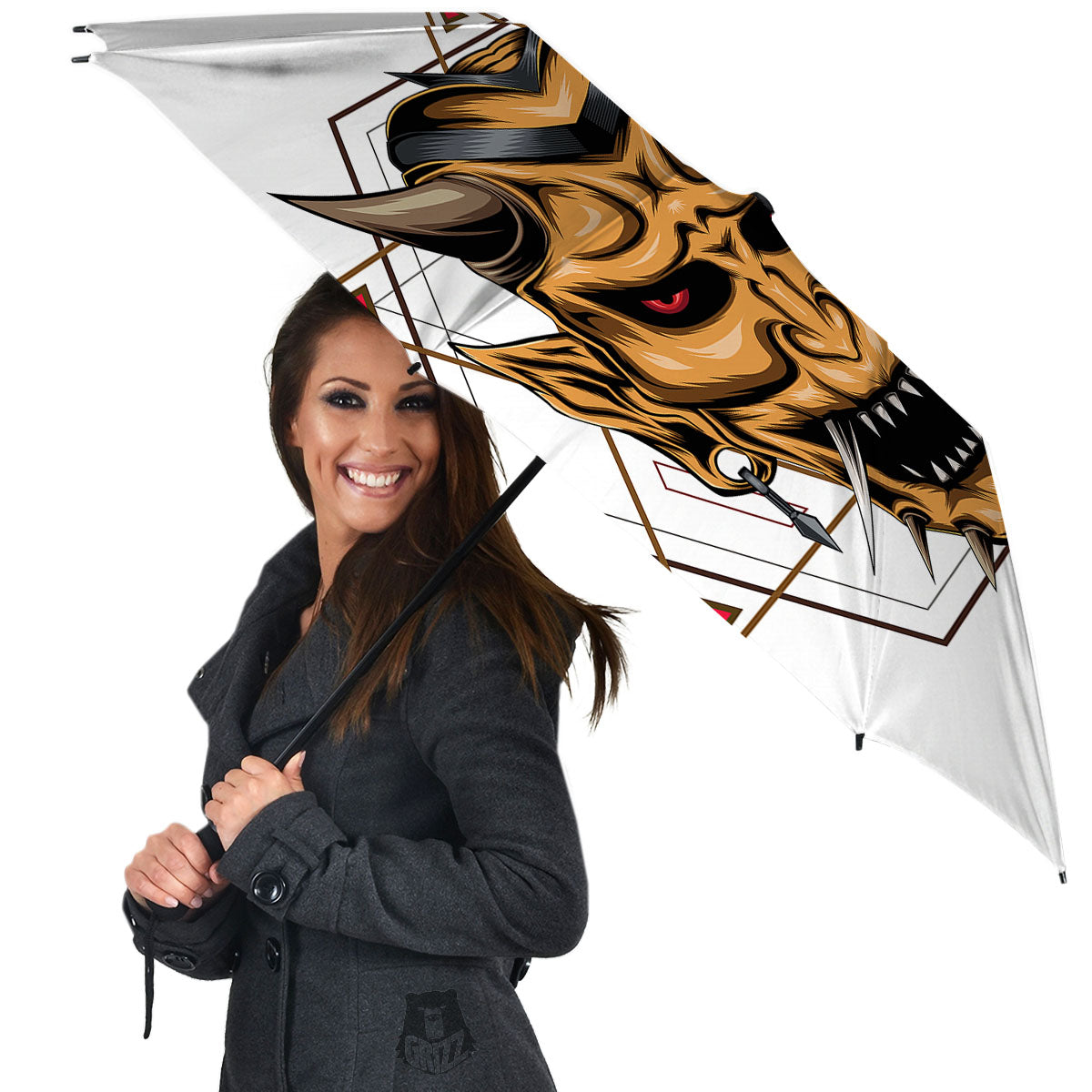 Demon Geometric Japanese Print Umbrella-grizzshop