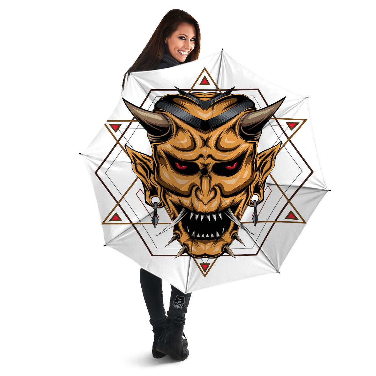 Demon Geometric Japanese Print Umbrella-grizzshop
