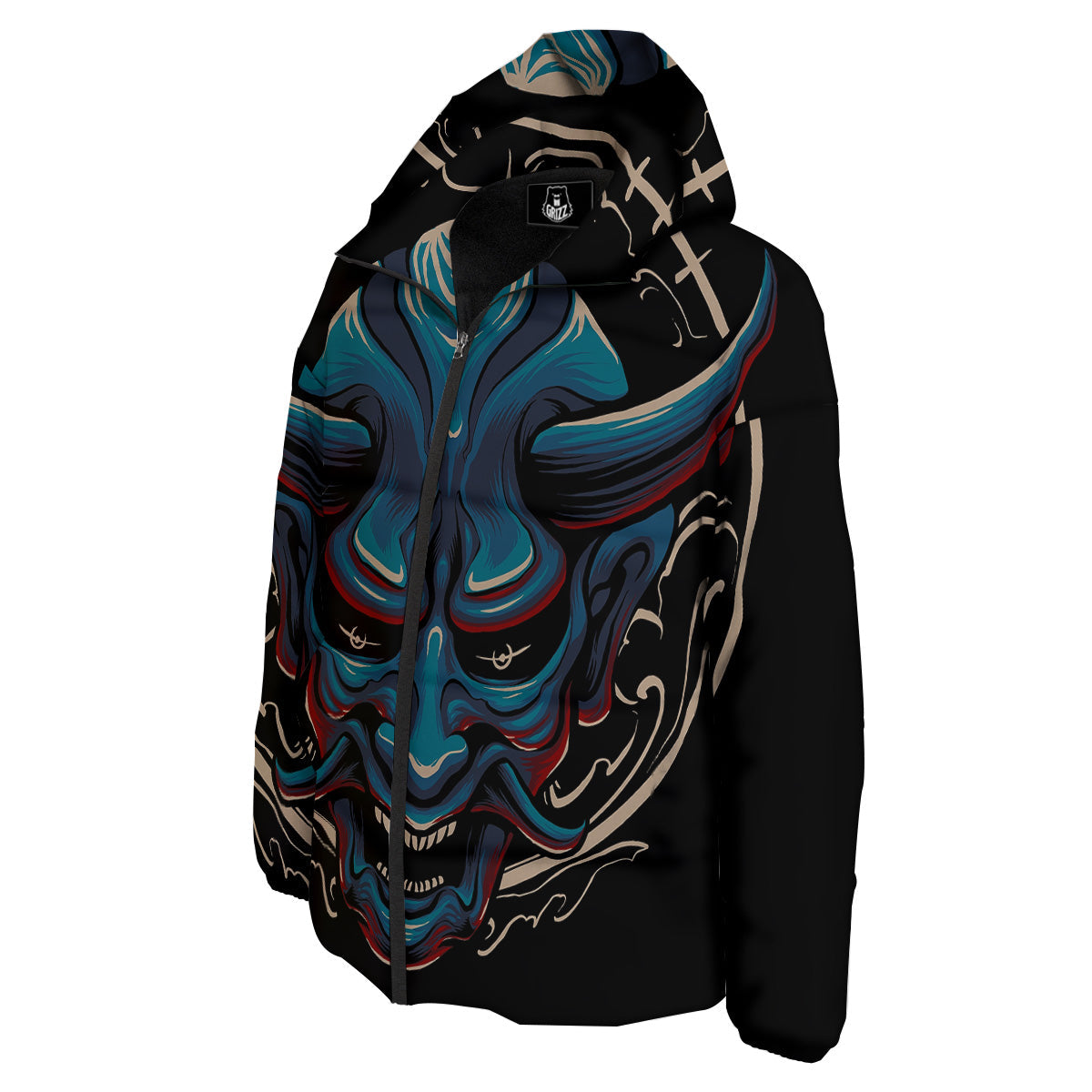 Demon Japanese Blue Print Down Jacket-grizzshop