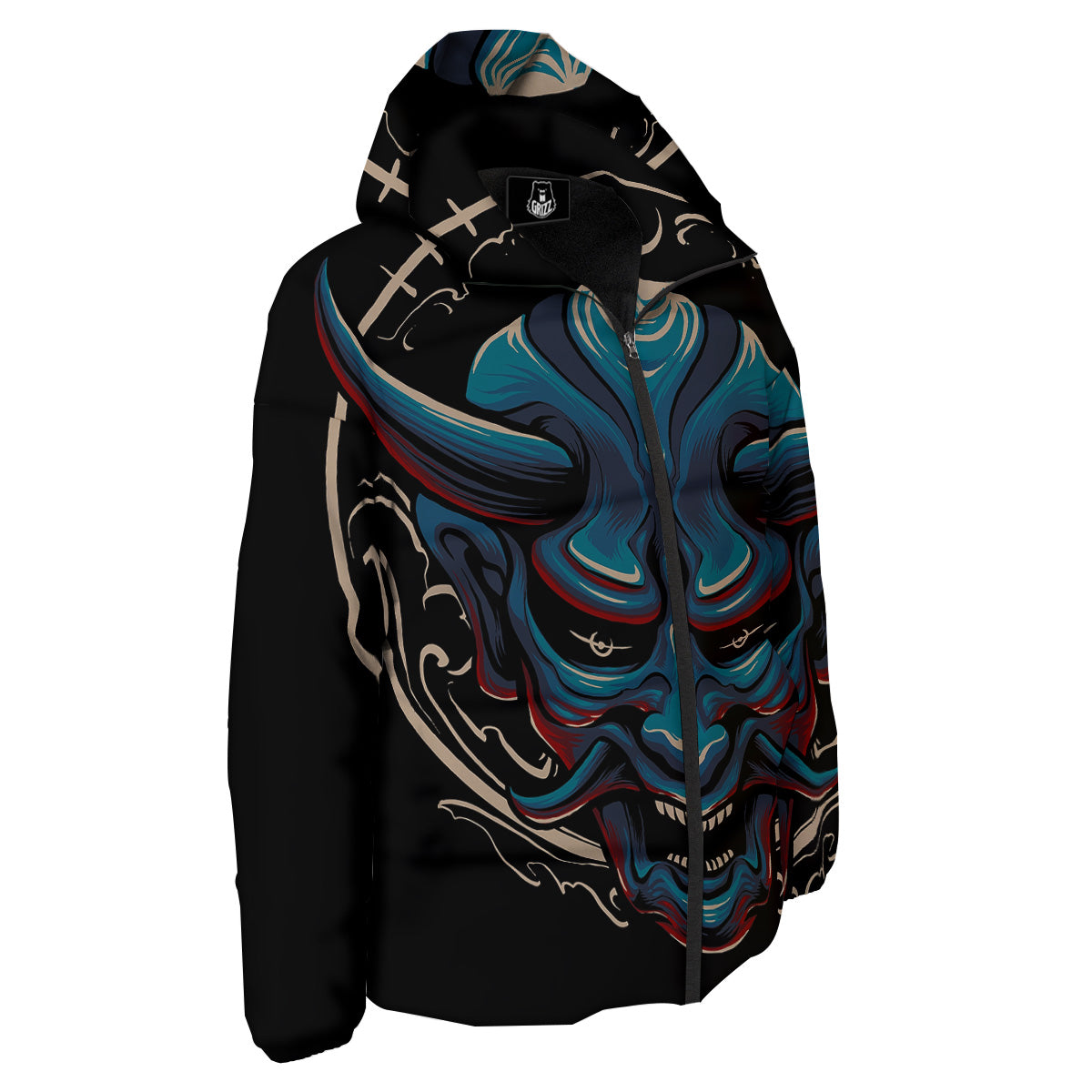 Demon Japanese Blue Print Down Jacket-grizzshop