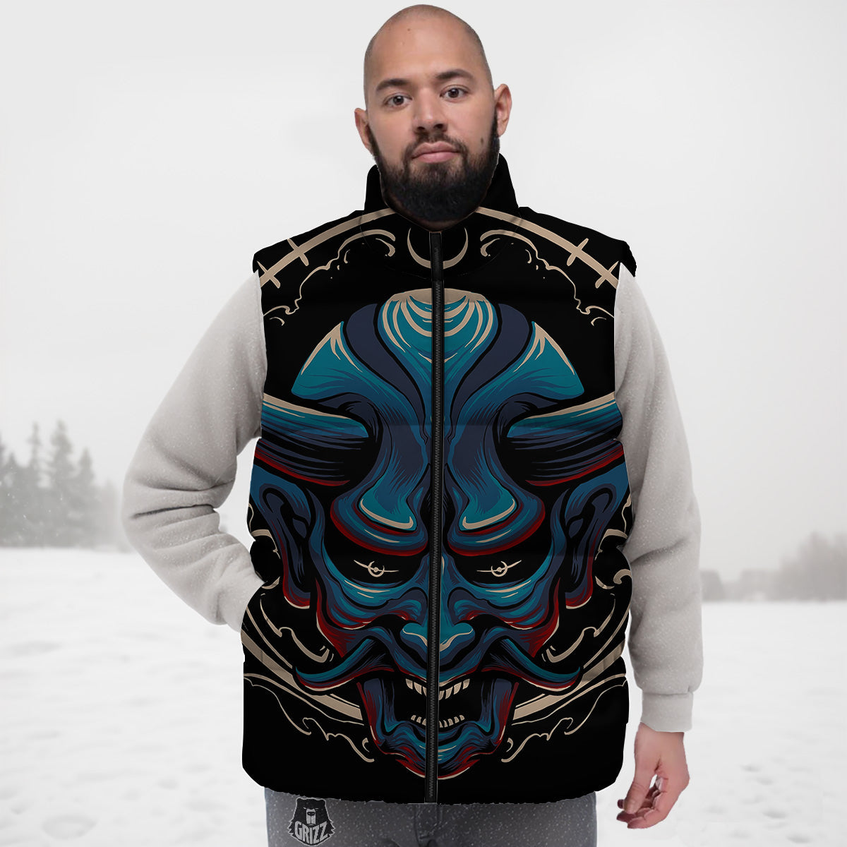 Demon Japanese Blue Print Down Vest
