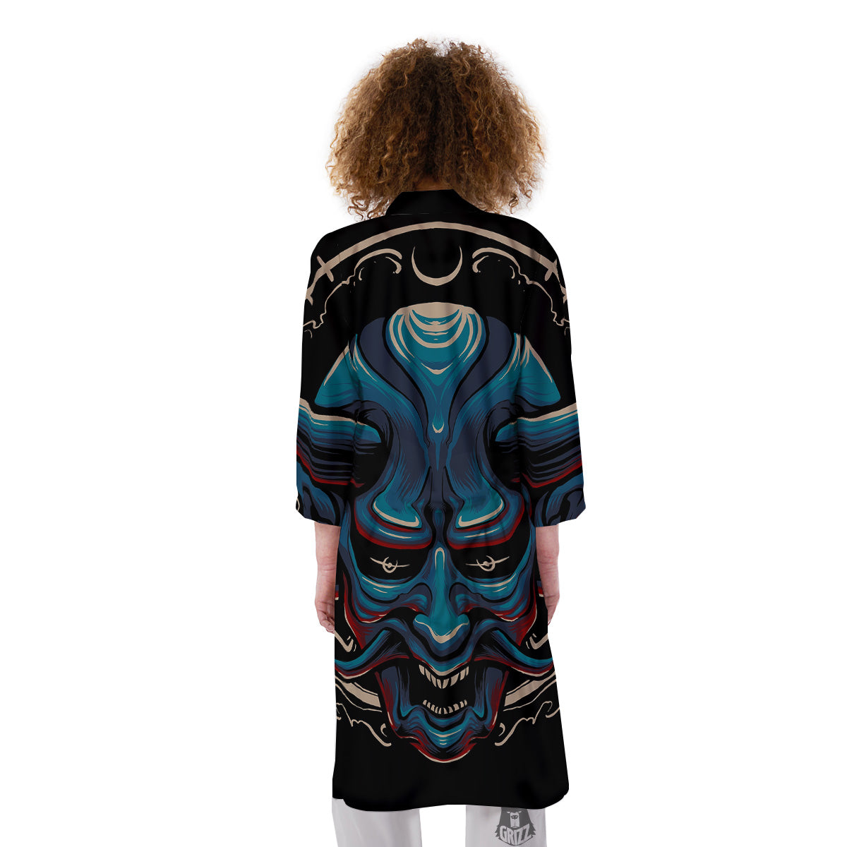 Demon Japanese Blue Print Kimono-grizzshop